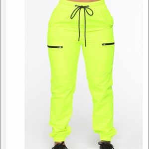 On the low high rise joggers lime green